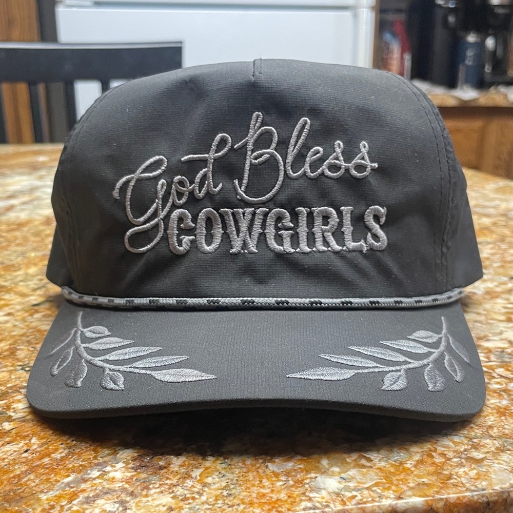 Embroidered 'God Bless Cowgirls' Gray Cap